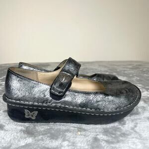 Y2K Alegria Womens Shoes 37 Mary Janes Platform Chunky Whimsigoth Witchy Silver